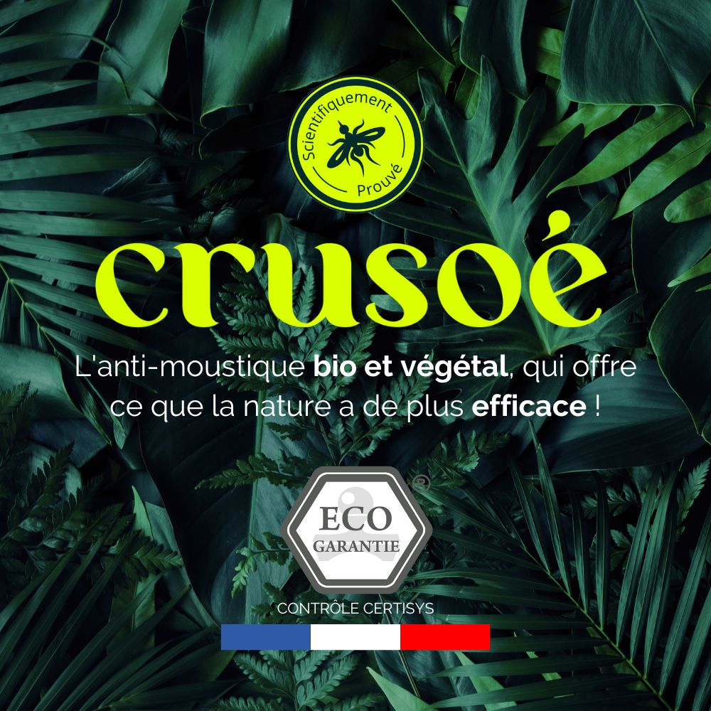 Crusoé anti-moustique lot de 2 sprays anti-moustiques, l'anti-moustique bio et végétal qui offre ce que la nature a de plus efficace