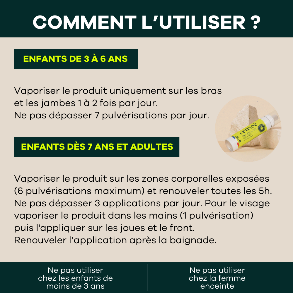 Spray anti-tique à appliquer avant vos sorties nature sur toute la famille pour éviter la piqure de tique, protège efficacement et naturellement